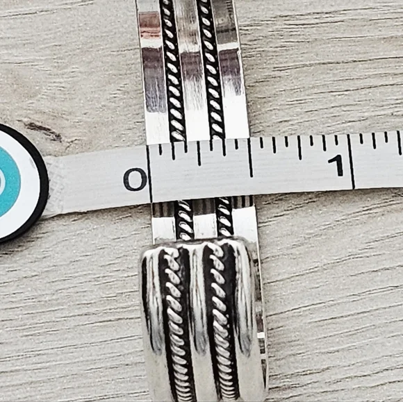 Vintage Tahe Sterling Silver Navajo Double Twisted Rope Cuff Bracelet 25g